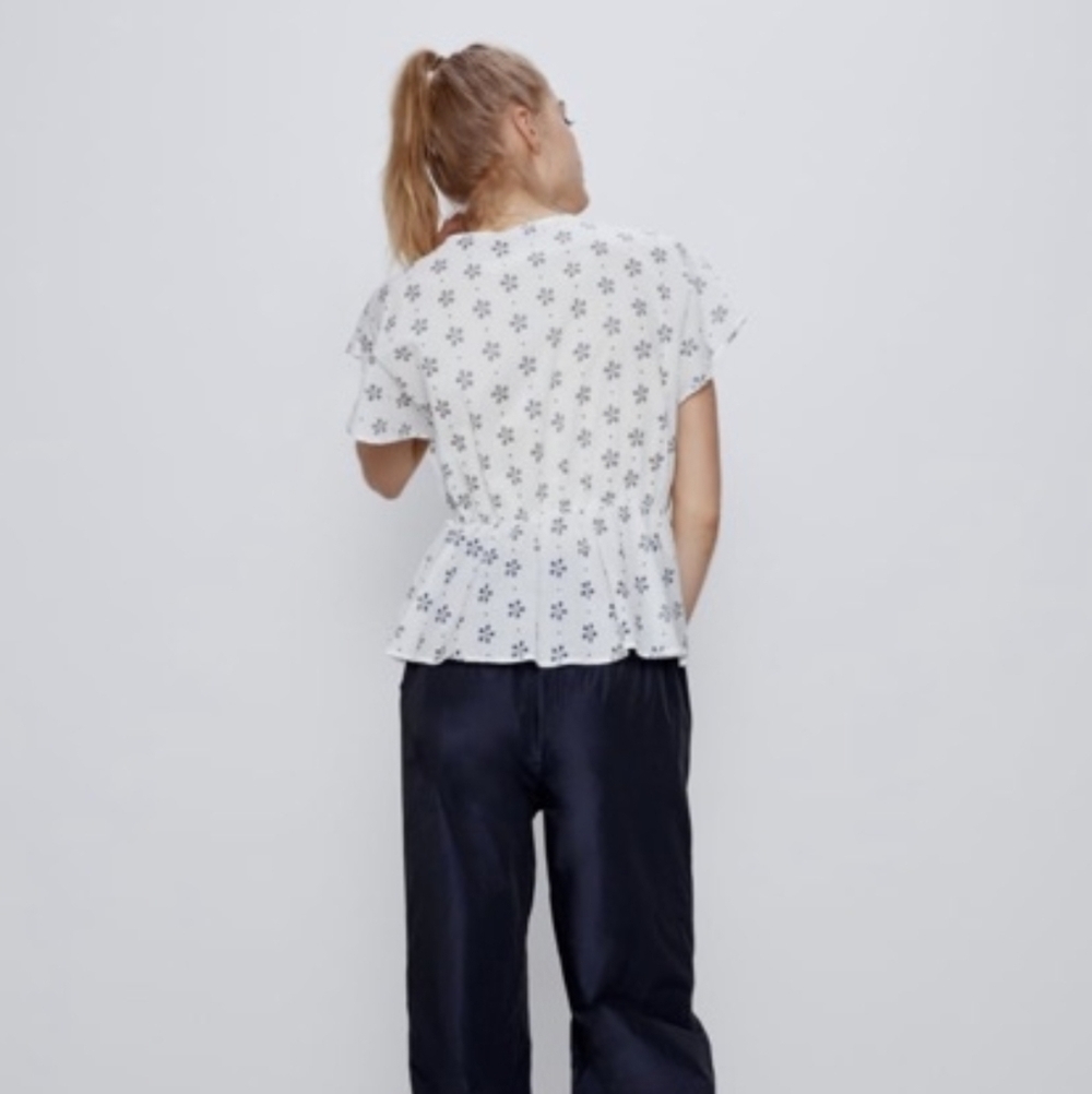 Zara | Eyelet Ruffle Wrap Top - Picture 10 of 10
